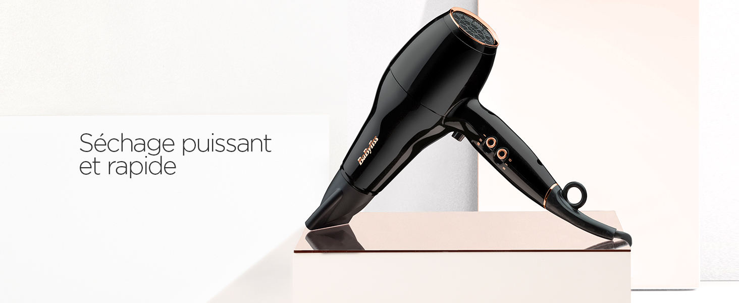 BaByliss, sèche-cheveux Power Pro 2300, D5245E, séchage rapide, fonction ionique anti-fizz, séche