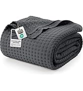 Utopia Bedding Couverture gaufrée en Coton 300 GSM (Gris Anthracite - 228 x 182 cm), Couette Douc...