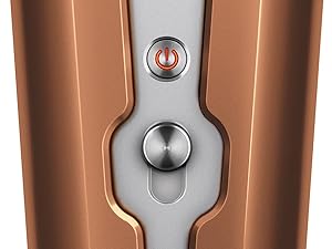 Gros plan sur le bouton d’alimentation et le système de verrouillage.