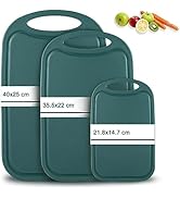 Hunnycook Planche à découper en plastique 3 pièces avec rainures de jus et poignées antidérapantes