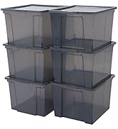Iris Ohyama, Lot de 6 boîtes de rangement, 30 L, avec couvercle, empilable, garage, chambre, salo...