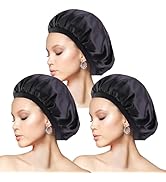3pcs Bonnet Satin Cheveux Nuit, Bonnet Soie Cheveux Nuit Bonnet de Nuit Satin Bonnet en Satin Fem...