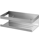 en acier inoxydable avec bords relevés et fond fendu. Conception à deux niveaux pour le stockage et le drainage. Aspect élégant et moderne adapté à une utilisation dans la salle de bain ou la cuisine.