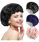 3 Pcs Bonnet Satin Cheveux Nuit, Bonnet Soie Cheveux Nuit Bonnet en Satin, Bonnet de Nuit Soie Él...
