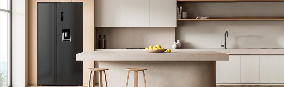 réfrigérateur américain SBS réfrigérateur 2 portes side by side 177 cm 559 litres basse consommation No frost dark