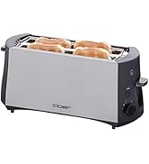 Cloer 3710 Longue fente Grille-Pain pour 4 tranches de toast, 1380 W, support pour petits pains i...
