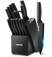 VINATO Couteau Cuisine, Couteau de Cuisine 14 Pièces avec Aiguiseur, Set de Couteaux de Cuisine P...