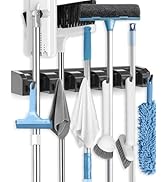 AceMining Balai Mural, Porte Balais Mural avec 5 supports et 6 crochets, porte-outils de jardin, ...