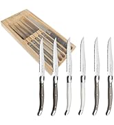 Lou laguiole Tradition - Coffret 6 couteaux steak Mixés, Poivre, Taupe, Gris Clair