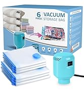 Kissleaf Sacs sous vide pour vêtements couettes avec pompe électrique 6 pièces (3 jumbo, 3 grands) riz...