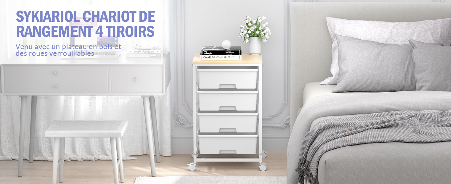 rolling cart with drawers