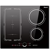 Disaenvir Plaque de cuisson à induction 4 plaques 60 cm autonome 7200 W Plaque à induction encastrable Flex 220 V Autonome