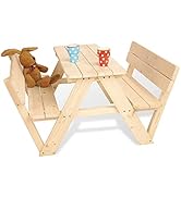 Pinolino Nicki Salon de jardin 4 places avec dossier pour enfant Table de pique-nique en bois massif