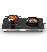 Heraplatte 2 plaques de cuisson avec prise, 3200 W, 2 plaques de cuisson portable, vitrocéramique, double