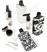 Kitsch Lot de bouteilles de voyage rechargeables avec pochette plate anti-fuite pour articles de toilette