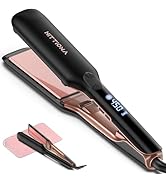 Plusieurs vues d'un fer à lisser ou d'un outil de coiffage noir et or rose, montrant différents angles de l'appareil.