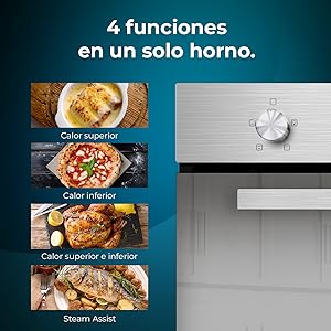 Energy class A / Steam Assist / Steam EasyClean / Cooling Fan / Steam Base X2 / Porte Full Glass