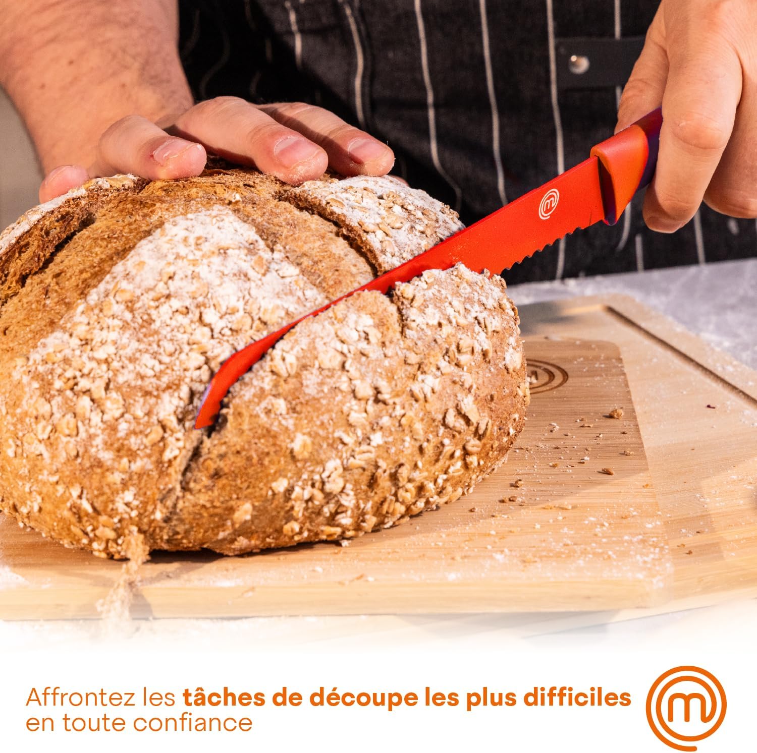 MasterChef - Bloc couteaux série cuisine - inox, manche ergonomique, multicolore