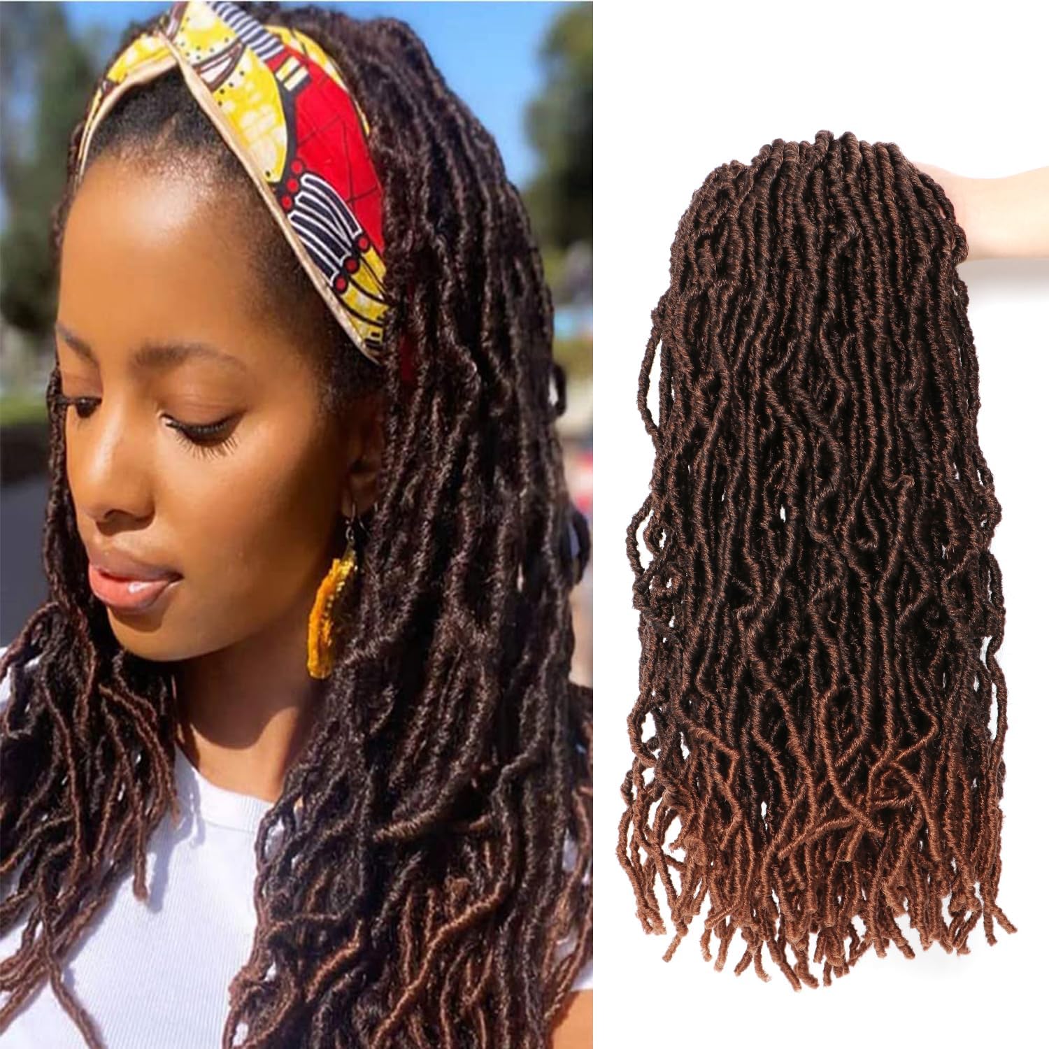 Faux Locks Crochet Braids - Soft Locs bouclées, 45.7 cm, tresses africaines, lot de 8