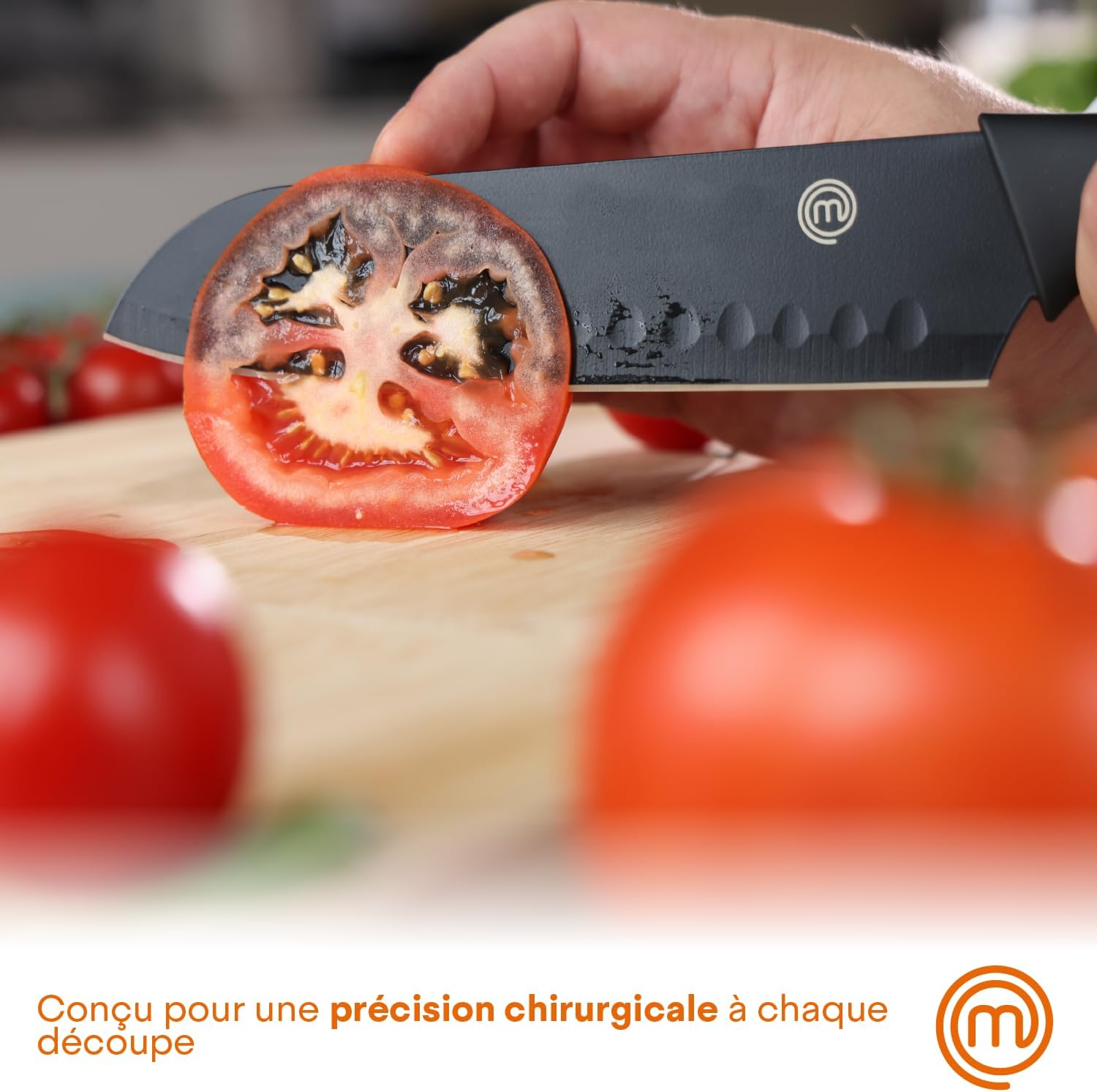 MasterChef - Set Couteaux cuisine, 3 pièces, inox, antiadhésif, manche ergonomique