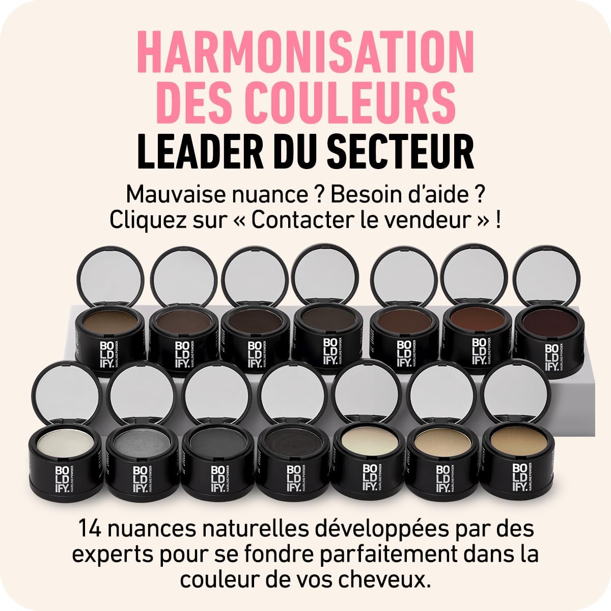 BOLDIFY - poudre racines cheveux - 10g - blond moyen, camoufle gris