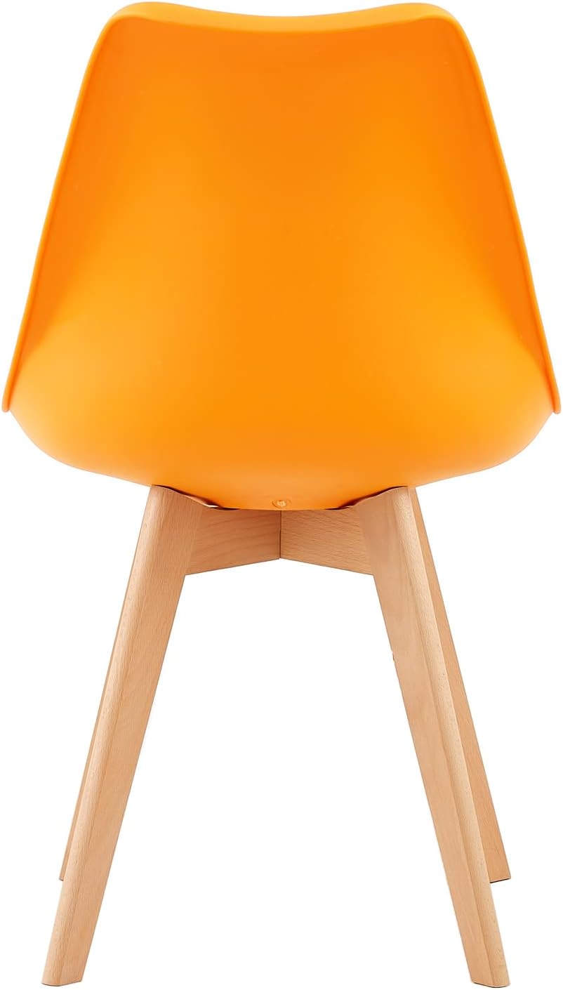 EGGREE - Lot de 8 chaises scandinaves - bois hêtre, assise rembourrée, orange