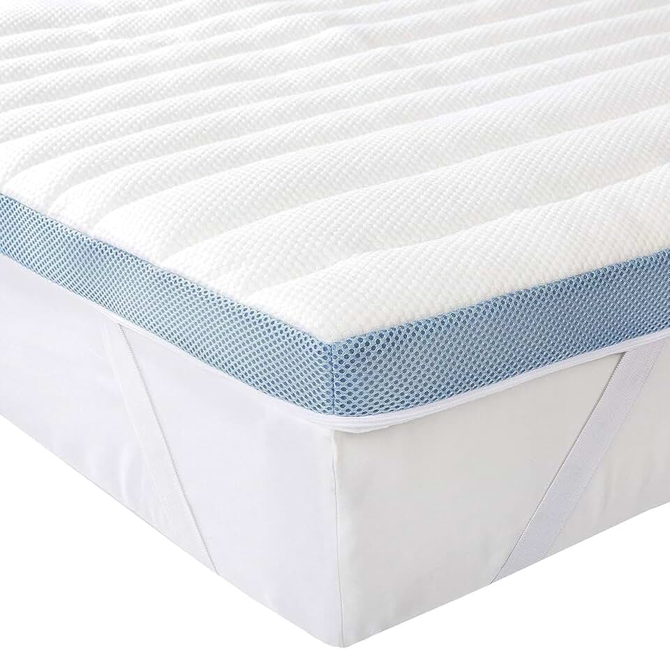 mx-dealz Basics - Surmatelas mousse mémoire - 140x190x5 cm - sangles robustes