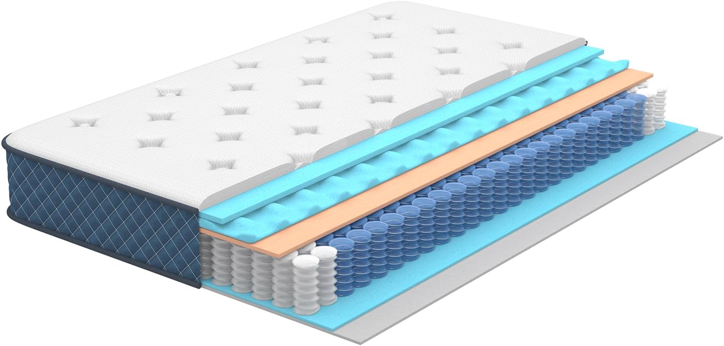 Matelas - 120x190x25 cm - ressorts ensachés, mémoire de forme, soutien idéal