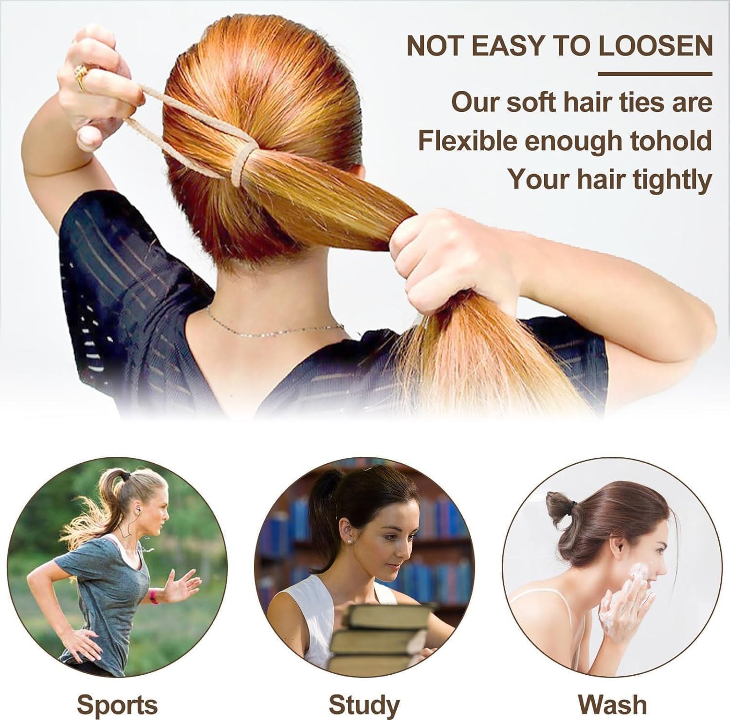 Élastiques cheveux - lot de 50 - coton sans couture 4 cm, épais, mixte