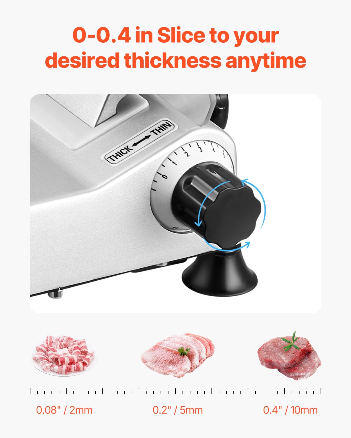 VEVOR - trancheuse à viande 180W - lame 65Mn 0-10mm, électrique