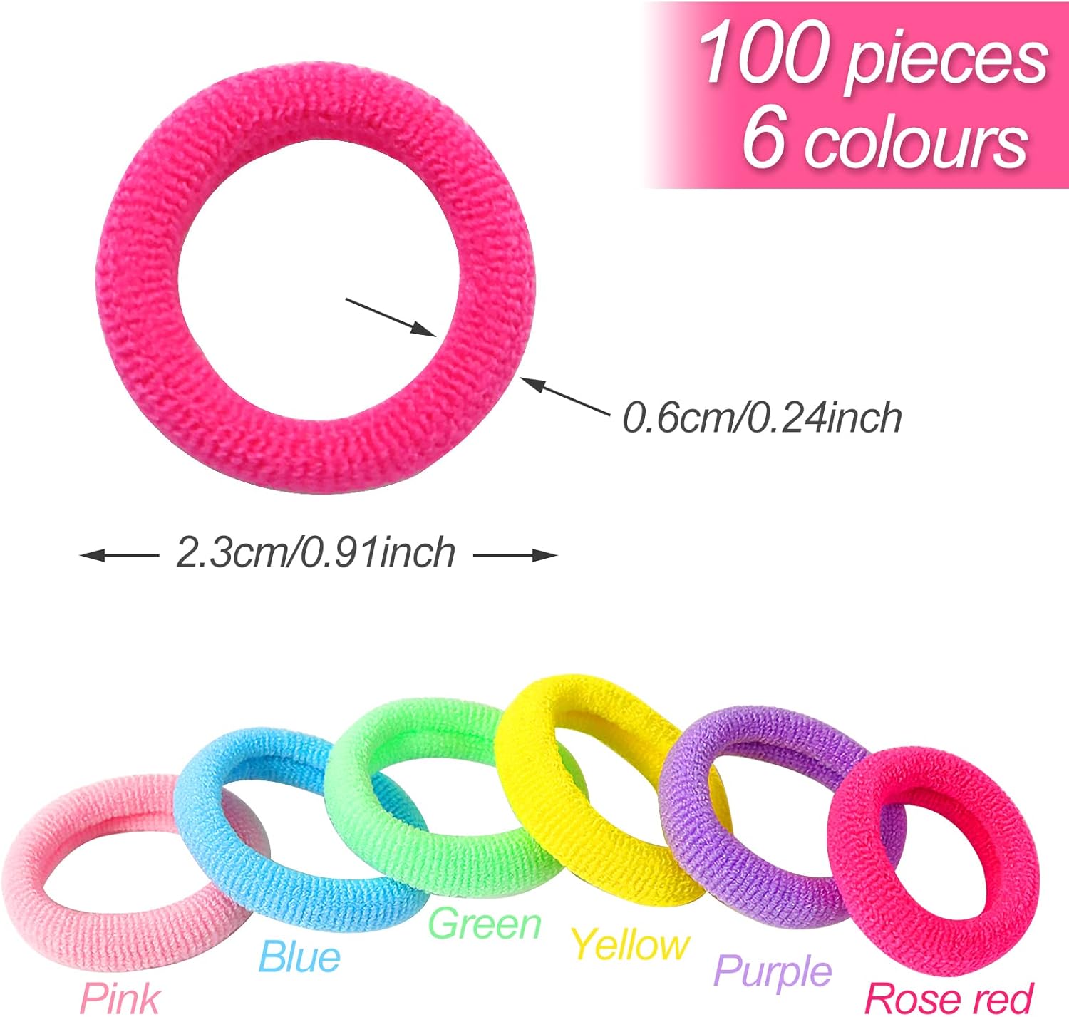 Élastiques cheveux - mini chouchous colorés - 100 pièces - pour filles, bébés