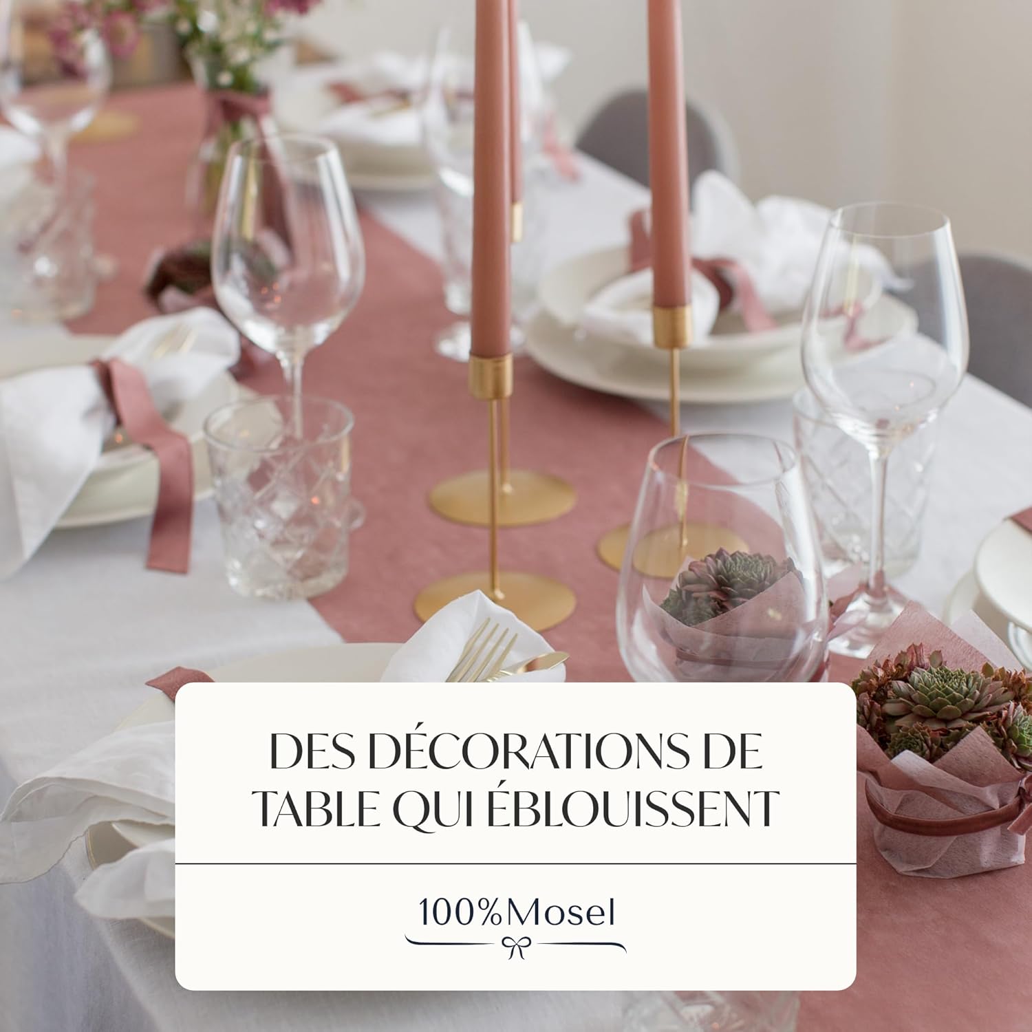 100%Mosel - Chemin de table non-tissé - 30x2500 cm - vieux rose décoratif