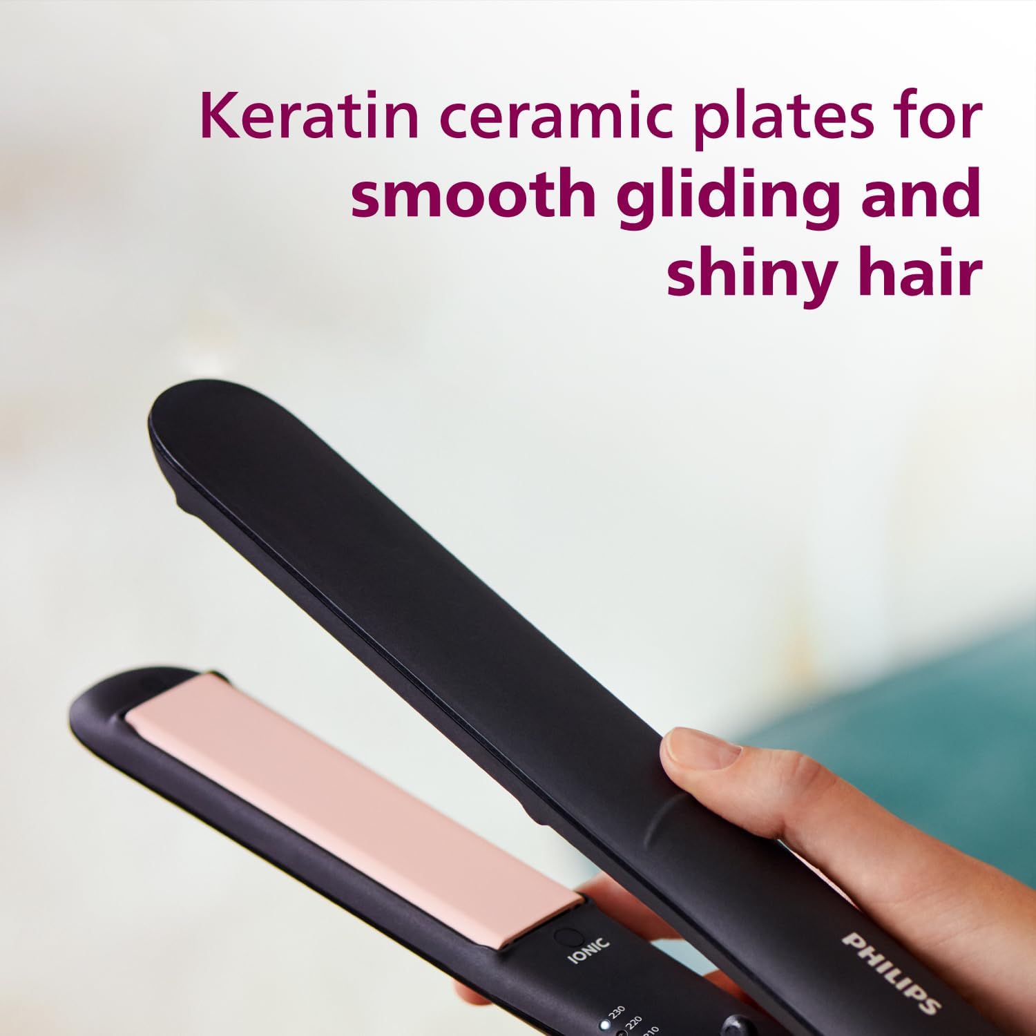 Philips - lisseur ThermoProtect StraightCare - 23,4x18,6x7,2 cm - plaques céramique, réglages de température - BHS378/00