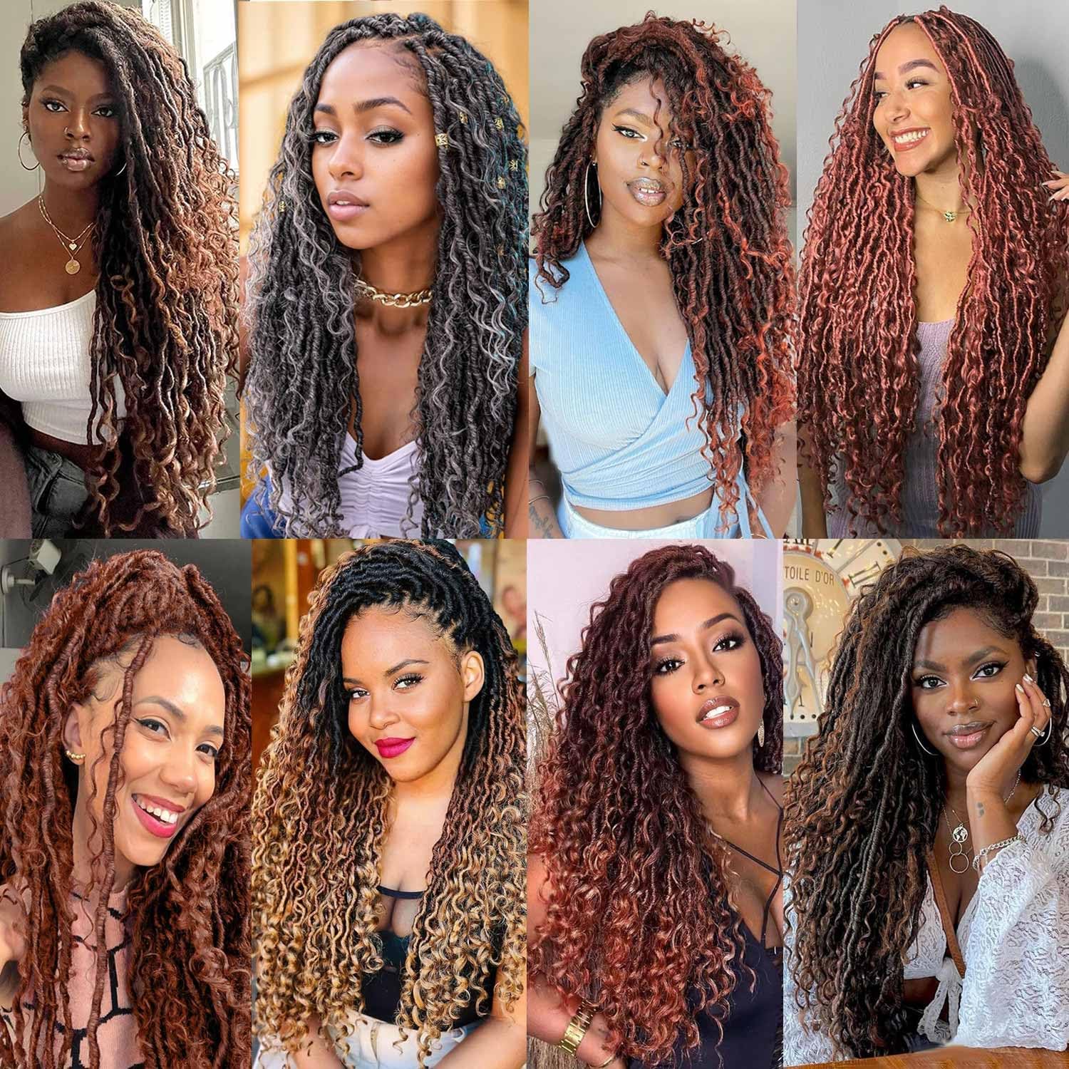 Xtrend - Ombre Goddess Faux Locs - 10 pouces - extensions synthétiques, 8 paquets, 14 mèches par paquet, style bohème, T