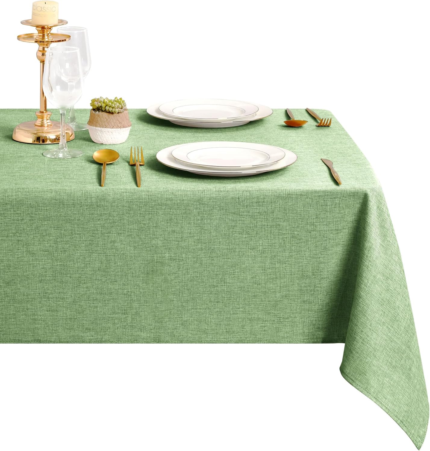 DWCN - nappe aspect lin - 135x180 cm - lavable, imperméable, anti-tache
