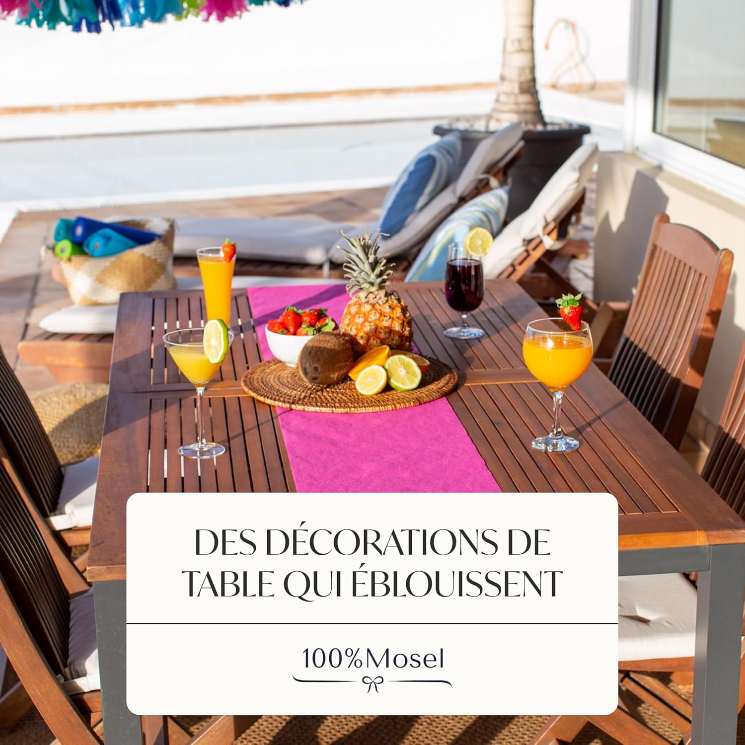 100%Mosel - Chemin de table non-tissé - 30x2500 cm - rose fuchsia, pour occasions spéciales