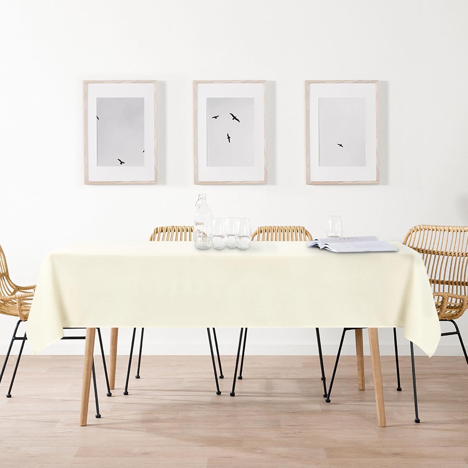 DWCN - nappe aspect lin - 135x260cm - anti-tache, imperméable, lavable