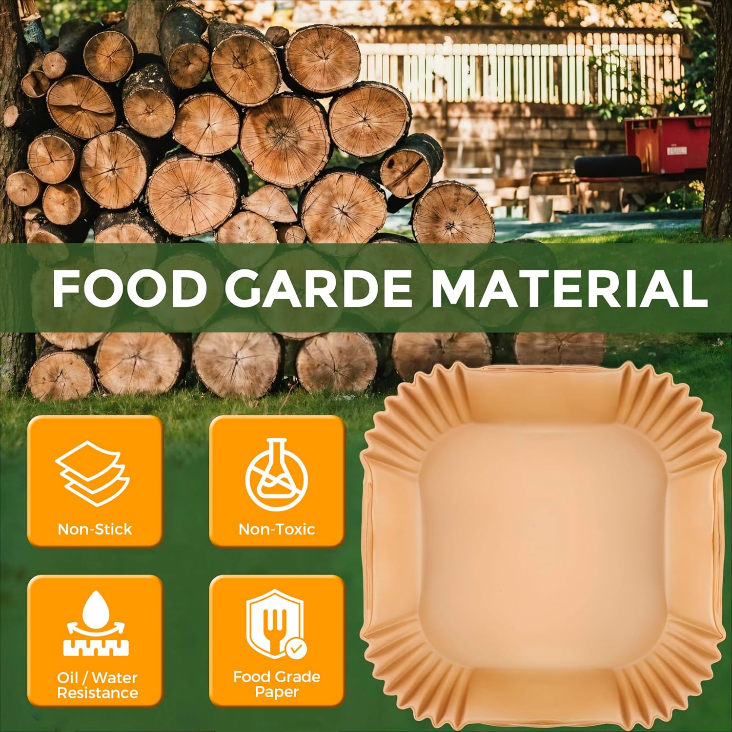 Doublures jetables air fryer - 225 pièces - 10,4L - compatibles Ninja, Cosori, Duronic - cuisson antiadhésive - AF500UK