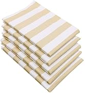 Zollner Lot de 5 torchons à rayures env. 50 x 70 cm - Rayures beiges et blanches
