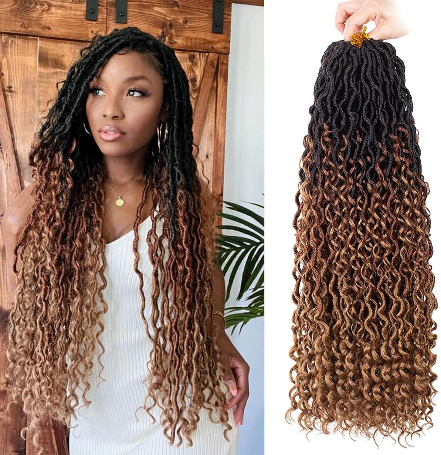 Xtrend - River 24 pouces - 3 tons, boucles mi-longues et pointes, 12 mèches, pré-bouclées - 1B3027