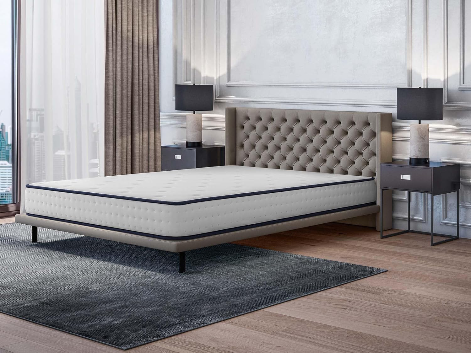 COSMOS - Upsilon - 120x190 cm - Mémoire de forme, latex, 21 cm, 7 zones, réversible