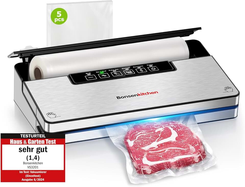 Bonsenkitchen - machine sous vide 8 L/min, 5 modes, sacs inclus