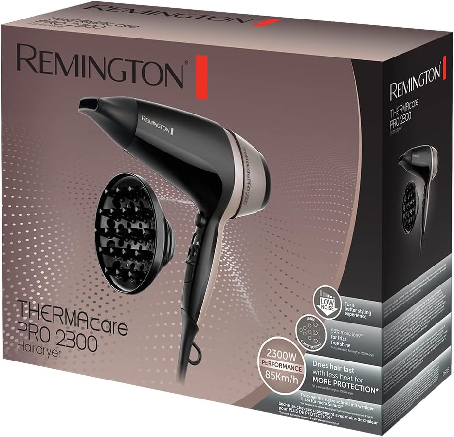 Remington - Thermacare PRO sèche-cheveux 2100W, ionique, 3 températures, 2 vitesses, diffuseur - D5715