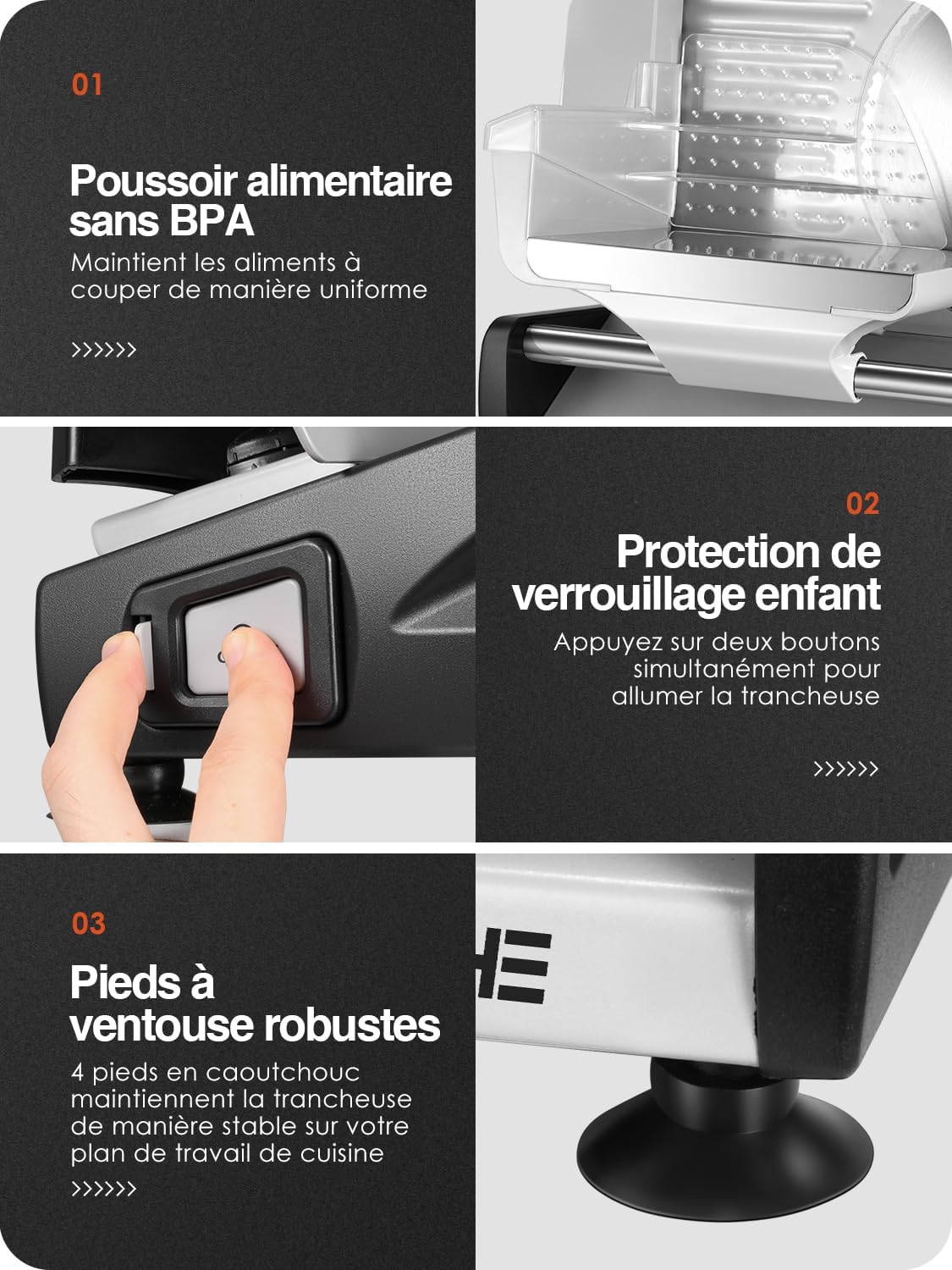 YASHE - trancheuse SL-518 - 19cm - 250W, épaisseur réglable, sécurité