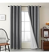 MYSKY HOME - Rideau 100 % opaque - Avec œillets - Rideaux occultants - Mélange de lin - Thermique