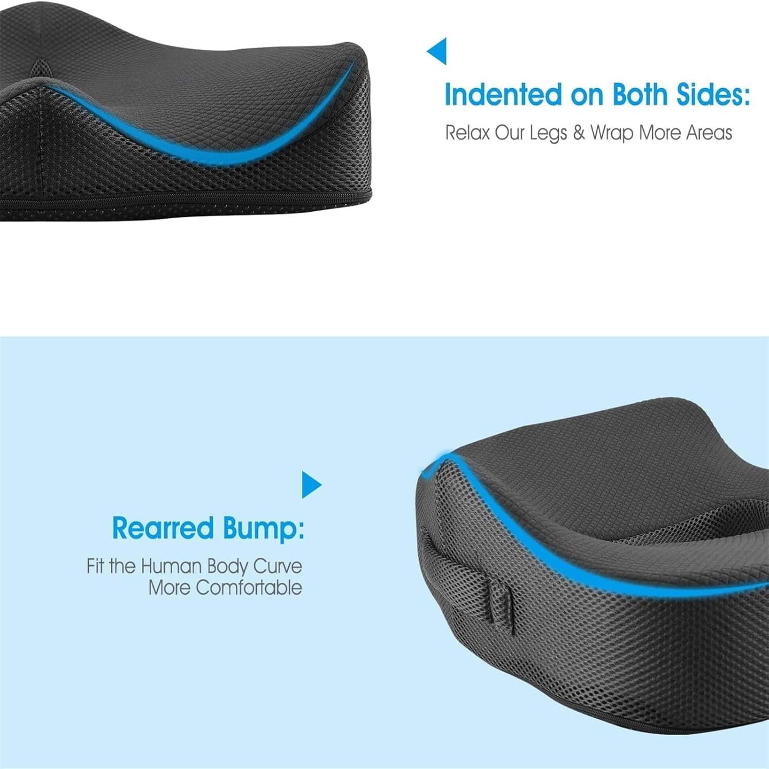 Feagar - Coussin mémoire ergonomique pour assise - noir - soutien coccyx, siège voiture, bureau, fauteuil roulant