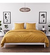 Intemporel Parure Housse de Couette en Microfibre lavée 260x240 cm Boheme Moutarde, par Soleil d'...