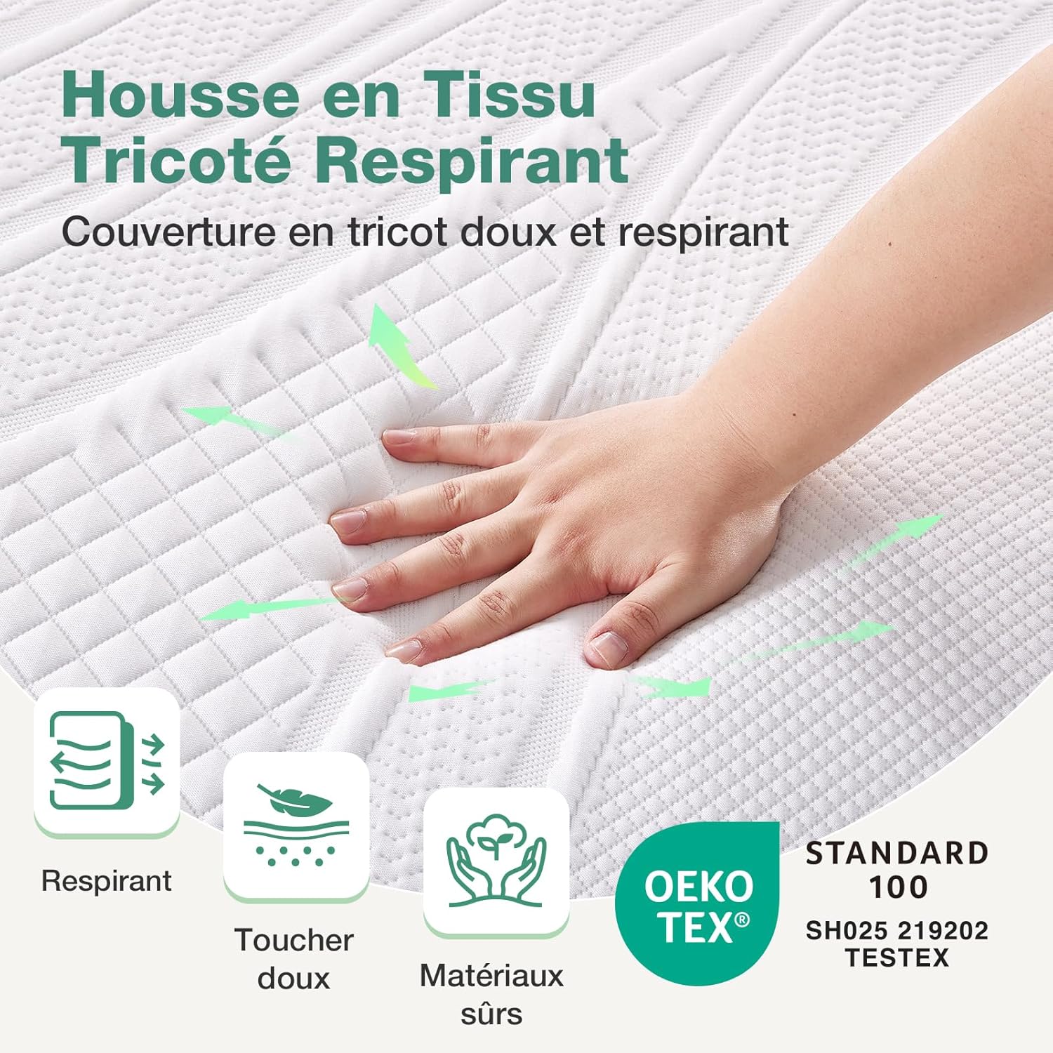 Novilla - Surmatelas Gel Mémoire 90x200, 5cm, doux, lavable