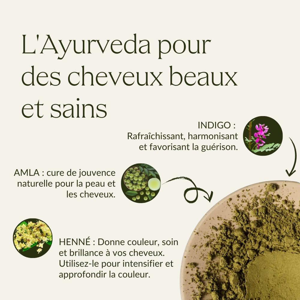 khadi - coloration végétale brun foncé naturel, cheveux brillants, 100 g