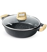 GiPP Casseroles peu profondes antiadhésives de 28 cm à induction avec couvercle en verre 3,8 l